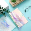 Cadeau Wrap 2 Set PU Cuir Notebook Binder Planification budgétaire Bloc-notes Matériau transparent est clair vert rose