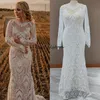 Romantik Dantel Boho Gelinlik 2022 Zarif Artı Boyutu Uzun Kollu Mermaid Bohemian Gelin Elbise Sivil Ülke Gelin Parti Kıyafeti Vintage Robe de Soirée Mariage Kadınlar