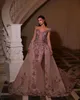 Eleganti abiti da sera con paillettes rosa cipria Cristalli con abiti da festa Overskrtis Collo trasparente Donna Lunghezza pavimento formale Robe De Soriee