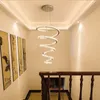 Lâmpadas pendentes de escada grande lustre LED Luxunhão Anel Moderno Ringue de Cristal Pingente Grie para Lâmpada de Lâmpada Home Home Decore Home Decore