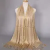 Plain Fashion Print Scarf Glitter Tassels Cotton Lurex Plaid Stripe Long Hijab Muslim Scarves 60x180cm