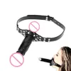 Double-Ended Dildo Gag Open Mouth Head Strapon BDSM Bondage Slave Restraint Plug sexy Toys for Women Hen Night Accessory