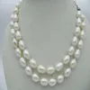 Äkta naturliga 7-9mm 2 rad Akoya White Freshwater Culture Pearl Necklace 18in