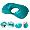 U-Shape Travel Pillow Inflatable Airplane Car Pillows Foldable Manual Press Type Air Neck Cervical Vertebr Cushion HY0435