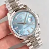 Watches For Men Watch Light Blue Diamond Dial Silver Mens Automatic Cal.3255 EW Smooth Bezel Day Date 218238 President Eta Wristwatches