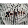 Xflsp # 9 Roy HOBBS 1984 New York Knights The Natural Movie Button Down Maglia da baseball Maglie personalizzate cucite al 100% Grigio Bianco Vintage