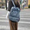 Backpack Style Bag Night Fashion Denim Canvas Mulheres de Capacidade de Mulheres ombro para Teen Student School New Travel 220801