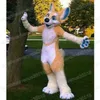 Halloween Brown Husky Fox Mascot Cartume Cartoume موضوع كرنفال مهرجان فاخرة فستان عيد الميلاد في الهواء الطلق موضوع البالغين بدلة الزي للبالغين