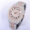 Full Diamond Mens Watch Automatyczne zegarki mechaniczne 41 mm ze stalowymi damskimi damskimi damskimi bransoletami Bransoletka Montre de Luxe