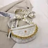 Elegant Diamond Lattice PU Chain Waist Bag For Women Stylish Applique Pack Female Fanny Wide Strap Crossbody Belt 220527