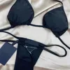 Rosa schwarzes Dreieck-Bikini-Set für Mädchen, sexy Bikinis, Designer-Badebekleidung, Damenbekleidung, Lujo, rückenfreier Damen-Badeanzug, Badeanzug für den Sommer