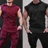 Erkekler yüksek esneklik fitness yelek vücut geliştirme stringer tank top kas erkek kolsuz hoodies yelek fanila stringer giyim 220531