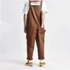 Men's Jeans Men's Loose Multi Pockets Cargo Bib Overalls Working Clothing Jumpsuits Pants Black Military Green Brown