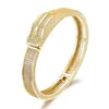 Bangle Hip-hop Men Gold Color Micro-inlaid Zircon Bracelet Out Cuban Crystal Miami Braclete Chain Hip Hop For Raym22