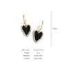 Hoop & Huggie Enamel Black Color Heart Drop Earrings For Women Love Couple Gifts Trendy Korean Simple Cute Romantic JewelryHoop Dale22