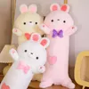 Jouet lapin en peluche de 80cm, poupée géante pour petit ami, oreiller Long, grand coussin, poupée en peluche, traversin pour filles, cadeaux d'anniversaire de haute qualité