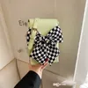 Bahar Kızlar Ilmek Çanta Sevimli Kadın Stil Moda Çocuklar Ekose Yaylar Tek Omuz Çantası Basit Crossbody Küçük Kare Çanta Cep Telefonu Cüzdanlar F1205