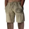 Herr shorts män bomullslinne avslappnad stil manlig sommar andas in solid färg solros prins fitness streetwear shortsmen's