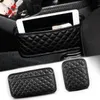 Car Organizer Universal PU Storage Bag Brand Stick-up Mesh Net Phone Holder Pouch Hanging Ornament DecorationCar