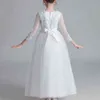 Filles robe de soirée mariage robe fleur robe princesse soirée été enfants maille manches robe Y220510