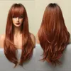 2 Color Long Middle Part Ombre with Bangs Middle Wavy Cosplay Hair Wigs