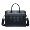 Men Briefcases New Fashion Men's Briefcase Business Travel Bag Woven Male Handbag Casual Shoulder Crossbody Laptop Messenger for Man 220622