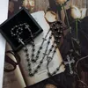 Pendant Necklaces Our Lady Of Guadalupe Medal Rosary Necklace Black Hematite Prayer Bead Chain Crucifix Cross Religious Jewelry Gifts