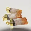 Hangende kettingen natuurlijke citrien gele kristalsteen druzy voor sieraden maken 2022 Gold Pating Cap Raw Quartz Lange rechthoek Geode 5PCPen