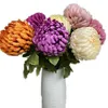 Bir Yapay Krizantem Çiçek Şubesi Sahte İpek Ananas Krizantem Gövdesi Düğün Centerpieces Çiçek Düzenlemesi