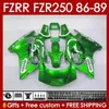 Kit carenature per YAMAHA FZR250R FZR250 FZR 250 R RR 86 87 88 89 FZR-250 Corpo 142No.93 FZR250RR 86-89 FZRR FZR 250R 250RR FZR-250R 1986 1987 1988 1989 Carrozzeria verde metallo