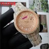 Super Edition Factory Mens Full Shinning Diamonds Watch 42 -миллиметровый календарный календарь розового золота.