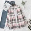 Chemises de chemisiers pour femmes Plaid Femmes Top et printemps automne à manches longues Cotton dames blusas décontractés