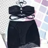 Kvinnors badkläder sexiga damer strand bikini fast färg split mjuk knutna baddräkt kvinnlig låg midja snörning thong kostym baddräkter 24bdwomen's