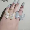 Cluster Rings Luxury Micro Paled Simulated Diamond Big Shine Farterfly 925 Silver Moveble Fashion Shape Women Party Jewelrycluster