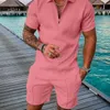Men's Tracksuits Summer Mens Tracksuit Casual Short Sleeve Zipper Set For Men Clothes Streetwear 2-piece Suit MaleMen's Men'sMen's