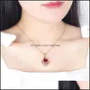 Pendant Necklaces 18K Gold Luxury Water Drop Pear Shaped Ruby Gemstone Necklace For Women Sier Wedding Jewelry Vipjewel Deli Vipjewel Dhyqp