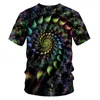 Homme O cou t-shirt 3D imprimé coloré Vortex créatif vente décontracté motif circulaire grande taille 5XL t-shirt 220623