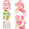 Puckdecken Neugeborenen Bunny Baby Ohr Stirnbänder Infant Floral Swaddle Wrap Decke Haarbänder Baumwolle Tuch Set Für Kleinkind