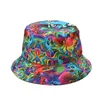 Cappelli da pescatore estivo New Fashion Cappello da pescatore con stampa a colori arcobaleno Panama Berretto da pesca a doppia faccia Cappello da sole per uomo e donna