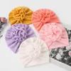 Cappello da bambino in tinta unita Grande fiore increspato Bambina Turbante Testa Avvolge Berretto con cuffia per bambini Puntelli per fotografia neonato