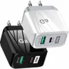 Super szybka szybka ładowarka 65W PD QC3.0 UE UK UK Adapters do iPhone Huawei Samsung Tablet PC Wall Charger z pudełkiem detalicznym M1