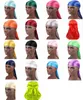 Silky Durag Long Tail Sciarpa Berretto da pirata Uomo Satin Durags Elastico Chemio Caps Bandana Turbante Parrucche Donna Uomo Copricapo Accessori per capelli 24 colori