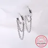 Hoop Huggie Minimalist äkta 925 Sterling Silver Sweet Double Layer Chain Earrings for Women Wedding Fine Jewelry DA2510Hoop Kirs22