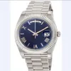 Luxury Watches 40 Blue Dial 18K White Gold Automatic Movement Men's Watch Mens Watch Wrist Watche219D