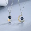 Pendant Necklaces Astronaut Couple Necklace Silver Gold Romantic Cute Dainty Love Moon Star Universe Space For CouplePendant