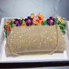 Evening Bags FASHION Women's Flower / Crystals Bag Alloy Floral Print Gold Diamonds Clutch Purse For Wedding PartyEvening