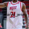 2021 مخصص NJIT هايلاندرز كرة السلة جيرسي NCAA كلية 4 زاك كوكز 2 Brinson 11 Shyquan Gibbs 21 Souleymane Diakite 14 Reily Walsh