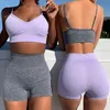 2pcs Yoga Set Running Sports Suits Tracksuit Women Bra Sleeveless Breathable Summer Shorts Tanks Seamless Fitness Gym Sets 220330
