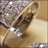 Wedding Rings Jewelry Luxury Crystal Diamond Female Big Queen Ring Set Fashion 925 Sier Bridal For Women Promise Love Engagement 22 R2 Drop