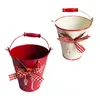 Decoratieve bloemen kransen huis bloem pot ornament ijzeren plaat emmer bloempot met houtgreep voor officedecoratieve kransendecoratief